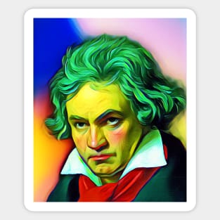 Ludwig van Beethoven Colourful Portrait | Ludwig van Beethoven Artwork 6 Sticker